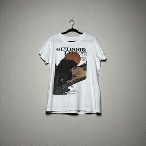 Outdoor Life Graphic T Shirt Bear Nature White Duck Camo Crewneck M Gym Summer